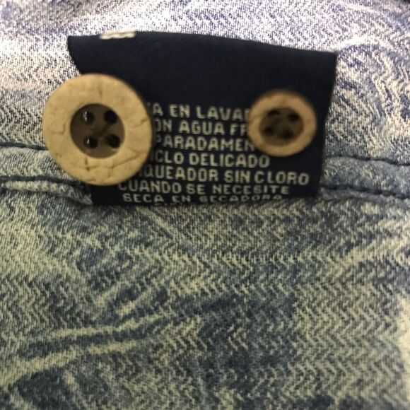 VTG Caribbean Joe Island Supply Co. XL Blue Silk Hawaiian Camp Shirt Button Loop - Picture 10 of 10